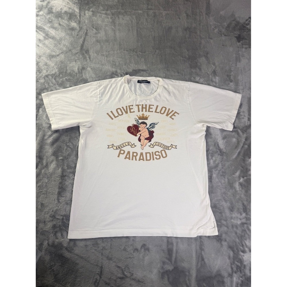 Dolce & Gabbana Cherub T-Shirt Mens Size 52 White Crew Neck Short Sleeve ribbed